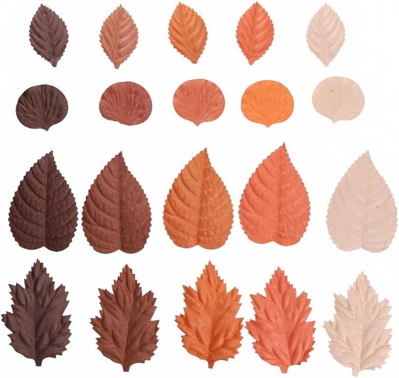 RATREE 888 100 pcs Mlberry Paper Leaves - Rose, Sunflower, Hydrangea, Lotus - Scrapbooking Wedding DIY Craft Supplies (Mixed Leaves Brown..) - Image 5